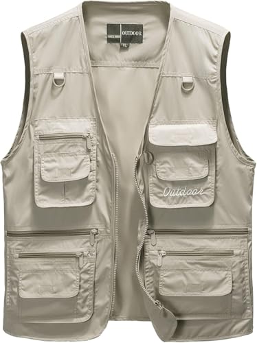 CwccLSH Multifuncional Chaleco multibolsillo for Hombre, Top sin Mangas, Pesca al Aire Libre, Camping, Chaleco de Senderismo de Viaje múltiple(XL)