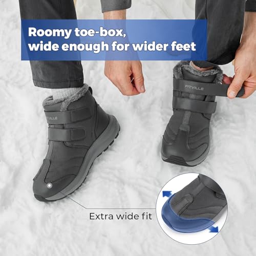Image of FitVille Mens Extra Wide Snow Boots Outdoor Mens Winter Wide Boots, Lightweight Wide Width Mens Winter Boots Waterproof Insulated V3