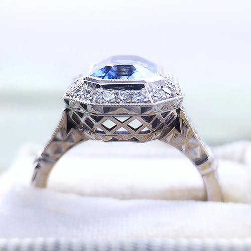 Luxury Women's Blue Cubic Zirconia Rings for Anniversary Party Fashion Engagement Accessories3
