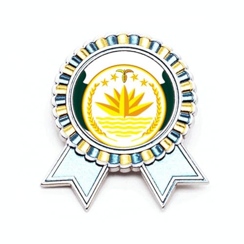 Broche emblème national du Bangladesh en métal taille M pour costume et veste