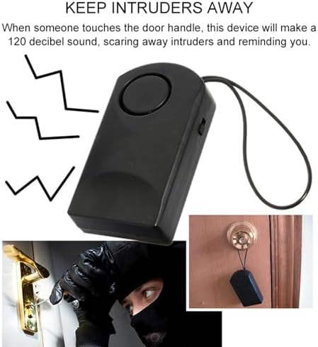 Vikye Door Handle Alarm with 120dB Vibration Triggered, Portable Doors Alarms When Opened Up to 200m, Hangs on Door Knob or Handle for Travelling Home Security - 4