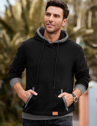 JMIERR Men's Cotton Casual Hoodies Sweatshirts Fashion Long Sleeve Drawstring Fleece Pullover Hoodie with Pockets2