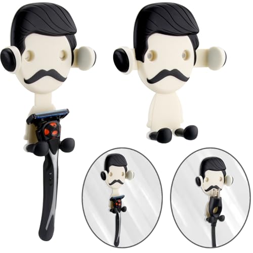 Suction Cup Razor Holder in Shower, Powerful Suction Cup Shower Hooks,Towel, Loofah, Razor holder shower for Bathroom Wall, Easy to Install and Reuse(Black Hair, 2pcs)