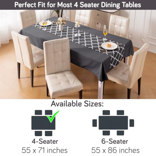 Image of HOKIPO Modern Grace Table Cloth for 4 Seater, 55x71 in, Grey Trellis