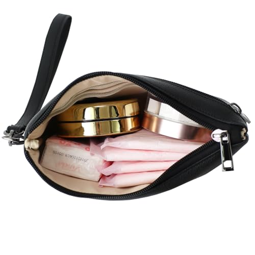 Image of Small Wristlet Wallets for Women, Zip Clutch Bag with Wristlet Pouch, 3-Zipper Original Design