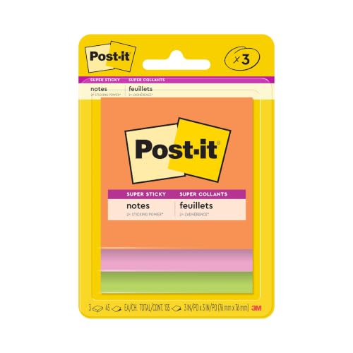 Post-it Super Sticky Notes, 3 x 3 in, Neon...