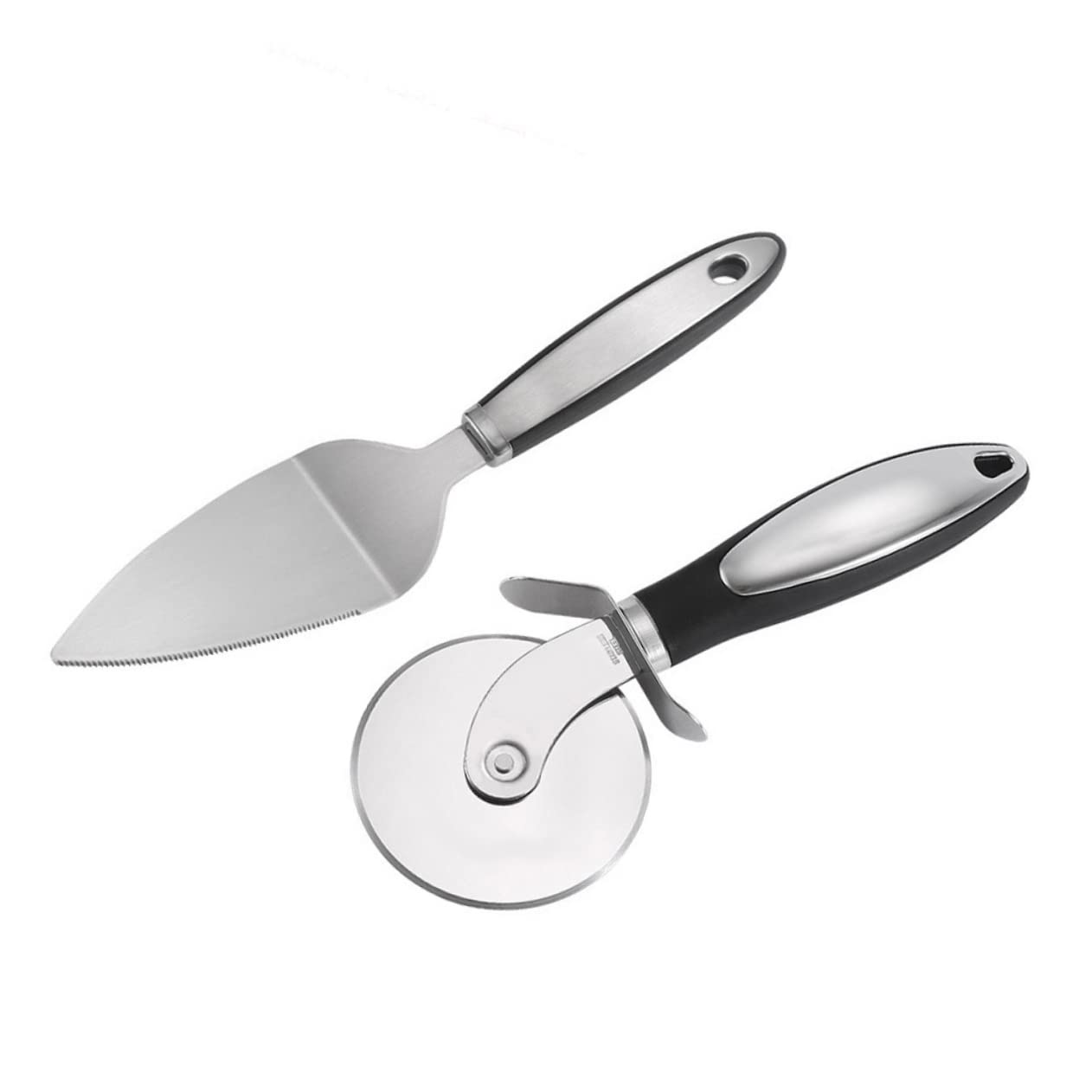 Unomor 1Set Multifunctional Pizza Cutter and Shovel Ergonomic Stainless Steel Pizza Wheel Cake Server Lightweight and Easy to Clean Kitchen Tool for Pizza and Bread