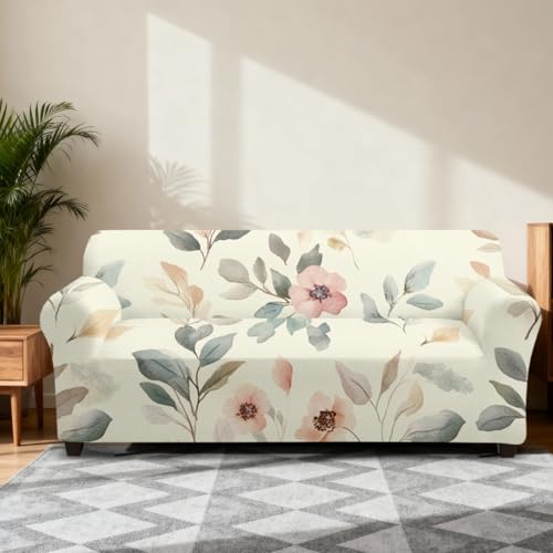 Funda Sofa 3 Plazas Rosa Gris General Funda De Sofá Elástica En Spandex,Anti Gatos Arañazo Y Perros Mascotas,Antideslizante Protector Sofa,Adecuado para Sala De Estar