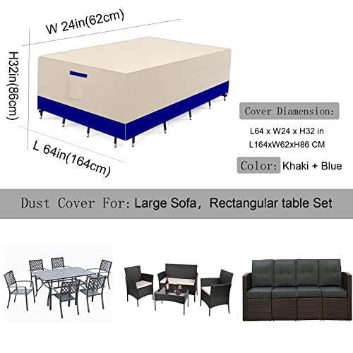 Outdoor Furniture Cover Waterproof,64In Outdoor Furniture Covers For Patio Furniture,Garden Sofa,Dining Table Set,Table And Chair With Padded Handles, Two Buckles #TOP1