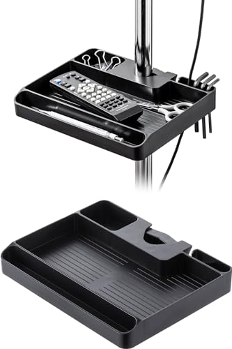 サンワダイレクト 小物入れ トレー ポール/丸パイプ取付 リモコン マイク 棚 ラック ブラック 100-RACOP5BK