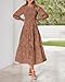 BTFBM Wedding Guest Dresses for Women Fall Fashion 2025 Casual Long Sleeve Floral Maxi Boho Homecoming Dress(Dark Apricot,Medium)