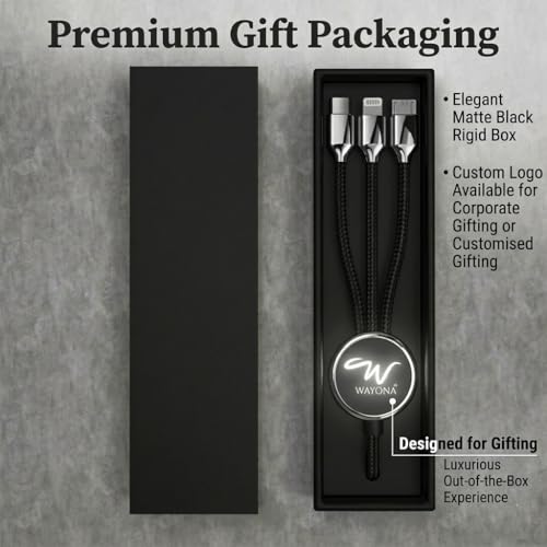 Image of Wayona All in One 6-in-1 Charging Cable, USB-A & Type-C to Type-C, Lightning, Micro-USB, Fast Charging Lightup Cable 60W for iPhone,Android,Power Bank & Laptop