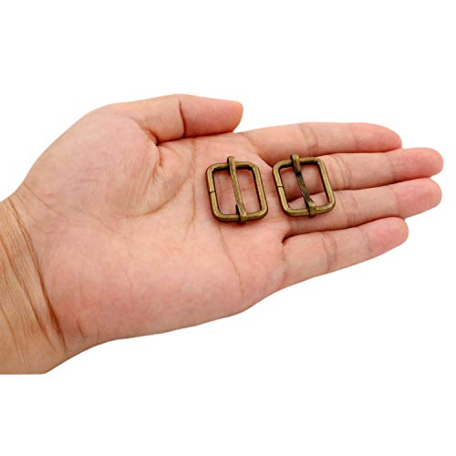 BIKICOCO Metal Slide Adjuster Buckle Tri-Glides with Movable Center Bar, for Straps 3/4 x 5/8 Inch, Bronze, Pack of 50 - Image 3