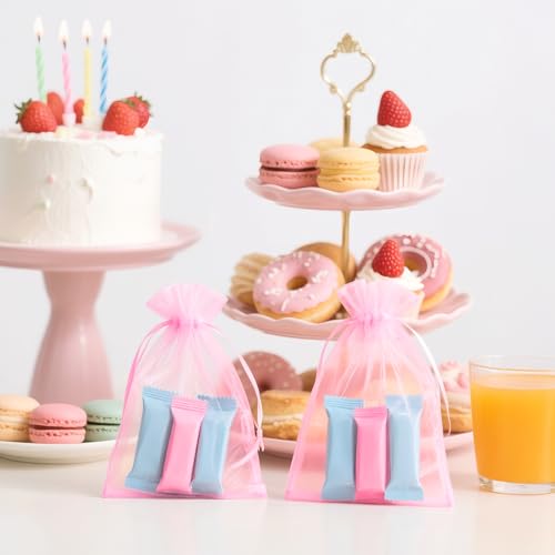 G2PLUS 100 Stück Rosa Organzasäckchen 10x15 CM: Geschenk Organzabeutel, Hochzeit Organza-Beutelchen mit Kordelzug Sie als Hochzeit Bonbonsbeutel, Schmuckbeutel, Geschenkbeutel