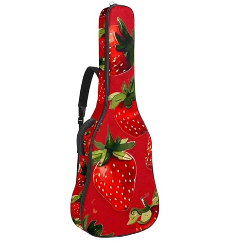 Housse guitare acoustique et basse rouge à fraises 42.9" avec poches