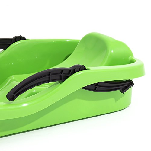 Neustanlo® Rodel Grün Bob Schlitten Schneegleiter Zugseil Lenk- Bremshebel Race Kunststoff (Grün) - 4