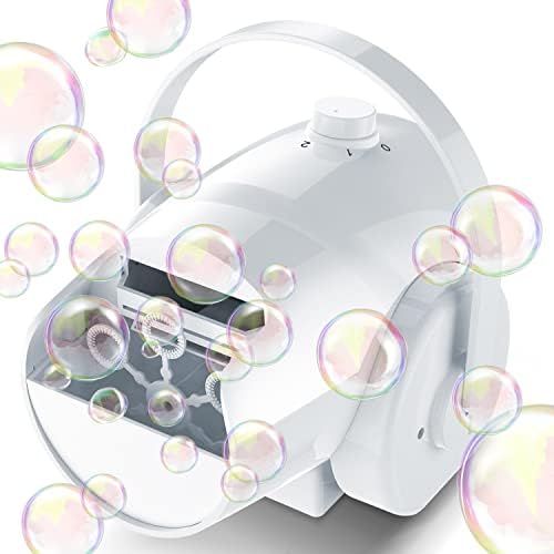 Bubble Machine Automatic Bubble Blower - 5000+ Bubbles Per Minute for Kids Toddlers Bubble Maker, 2 Speed Levels Portable Bubble Toys by Plug-in or Batteries for Outdoor/Indoor Weeding Birthday Party