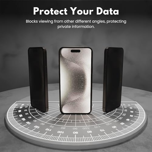 Image of CASEGEAR Privacy Screen Protector Compatible With iPhone 15 Pro Max Anti Spy Tempered Glass | Curved Edges | Case Friendly | Easy Installation Kit | Pack Of 2