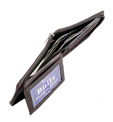 Genuine Cowhide Leather Mens Zipper Zip-Around Bifold Wallet Organizer4