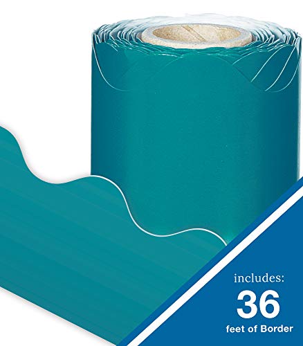 Carson Dellosa 36 Ft Scalloped Teal Bulletin Board Borders, Classroom Borders For Bulletin Board, White Board, Cork Board, Locker, And Classroom Décor, Bulletin Board Trim #TOP1