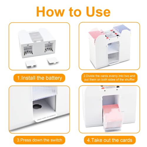 Nileole 6 Decks White Automatic Card Shuffler, Battery-Operated Electric Shuffler, Casino Card Game Table Accessories For Travel, Uno, Phase 10, Skip-Bo, Texas Hold'em #TOP4