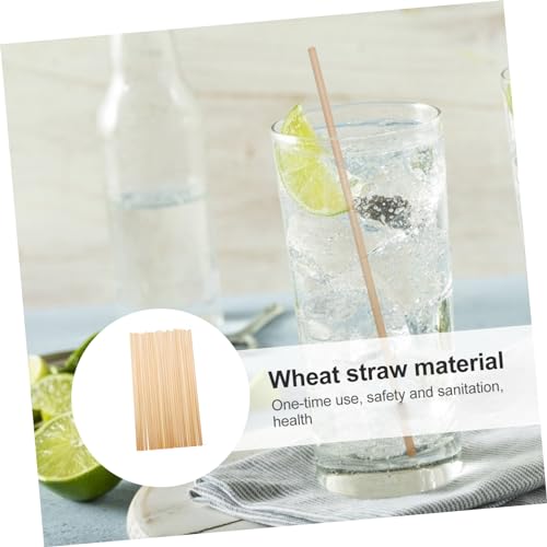200 pitillos desechables de paja de trigo para bebidas miniatura 3