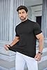 COOFANDY High Neck T Shirts for Men Turtle Neck Tops Short Sleeve Kintted Shirts Summer Mockneck T-Shirts Black L #2