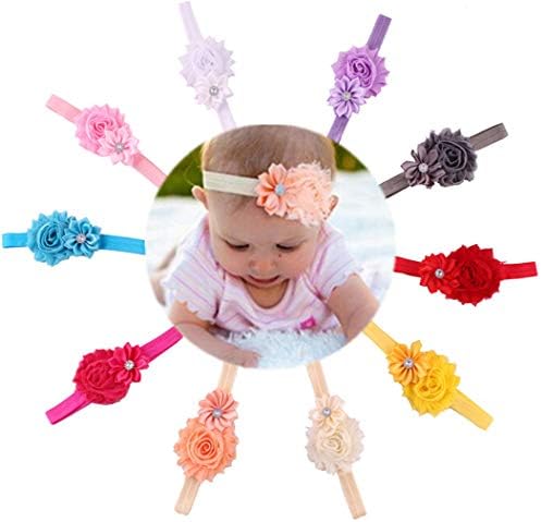 Qandsweet Baby Girl Headbands with Polygonal Flower Inlay Rhinestone for Photography