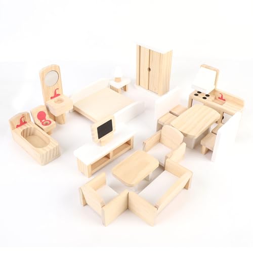 SUNGOOYUE Solid Wood Miniature Rollspel med Realistisk Design, Utmärkta Kvalitetsmaterial, Lämpliga för Barnens Lekrum med Omfattande Speluppsättning för Rollspelsscenarier, Skicklighet