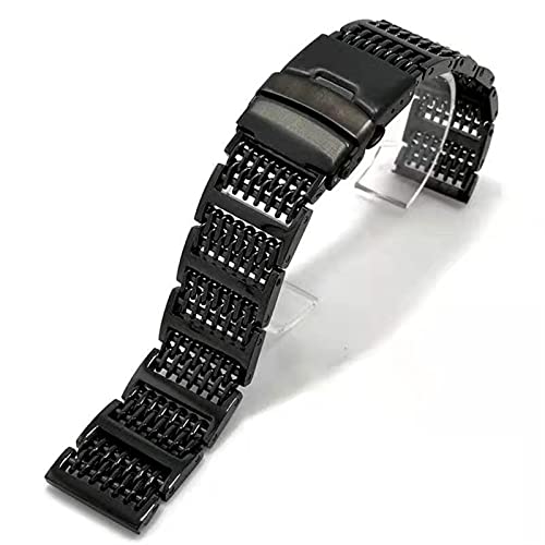 Sangle de montre masculine 24 mm en acier inoxydable bicolore noir et or
