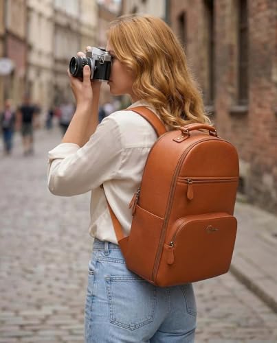 Mochila clásica para cámara de cuero PU para DSLR miniatura 2