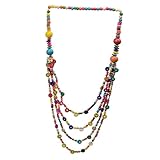 QUXVUIS Collar en capas hecho a mano con dijes de cáscara de coco y cuentas de Para madera. Joyería para ocasiones especiales y eventos. Joyería artesanal para fiestas. Para