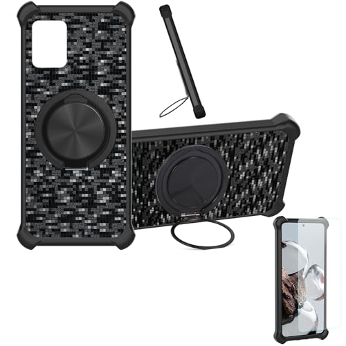 �Ή� T-Mobile Revvl 6x Pro 5g �P�[�X Phone Case [1�� 9H+�d�x���� �K���X�t�B����][360°��]���X�^���h�A�}�O�l�b�g��]CX-11-HEI
