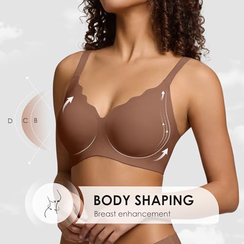 Image of Seamless Wireless Bra for Women with Support - No Underwire Full Coverage Push Up Comfort Bras - Back Fat Smoothing Bralette