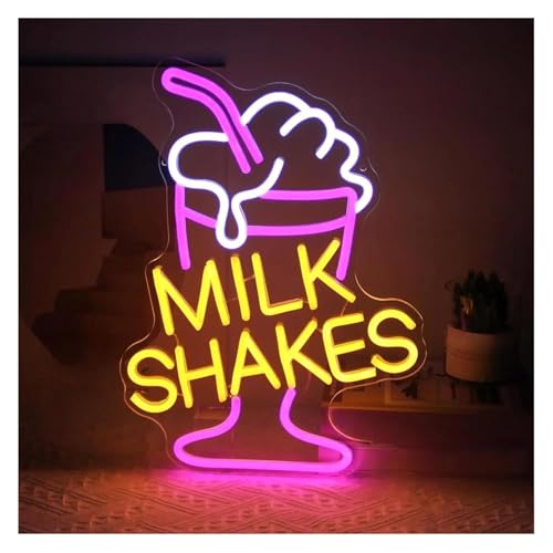 Enseigne lumineuse au néon : la veilleuse milkshake parfaite pour décorer un bar sombre