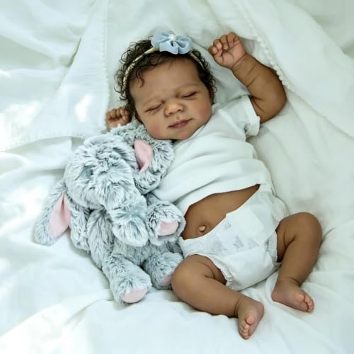 Muñeca Reborn Negra Vinilo Suave 18 Pulgadas Realista miniatura 1