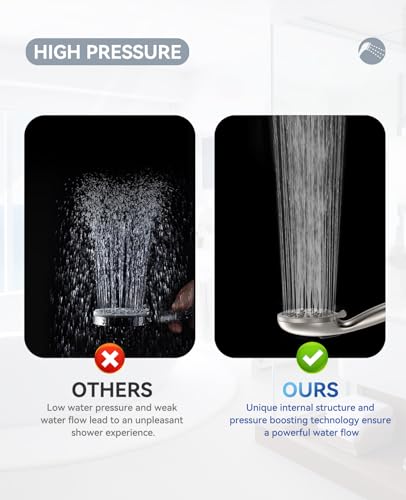 Image of JDO Shower Head with Handheld, High Pressure Handheld Shower Head 9 Settings, Detachable Shower Head Set with Stainless Steel Hose and Shower Bracket (Brushed Nickel)