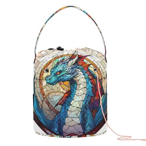 Image of Yarn Storage Bag Small Crochet Bag Knitting Bag Organizer Dragon Yarn Bags for Crocheting Basket