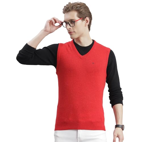 Image of Monte Carlo Off White Solid V Neck Sweater | Warm Woolen Pullover for Men | Soft Comfortable Knitted Winter Wear Sweater for Men's