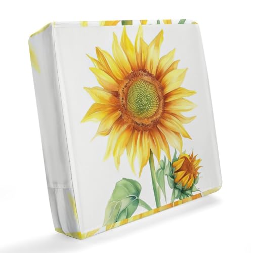 DELIBEST Fundas de cojín para exteriores para patio, fundas de cojín impermeables de girasol, fundas de cojín de silla de flores, fundas de cojín para muebles, funda de cojín de asiento