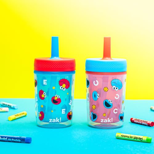 Image of Zak Designs Sesame Street Capri 9oz Leak-Proof Toddler Straw Cups, 2-Pack