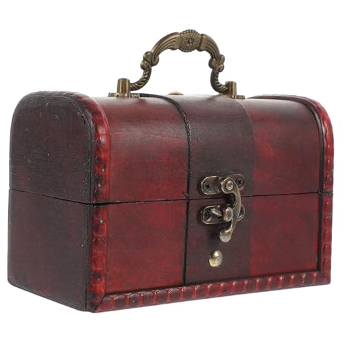 VALICLUD Antique Wooden Treasure Chest Jewelry Storage Box Retro Keepsake Organizer for Rings Earrings Necklaces and