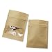 Clear Window Kraft Paper Ziplock Food Storage Bag Resealable Heat Sealable Grease Proofing Pouches Smell Proof Sample Stuff Tea Coffee Packet (100, Brown 2.7x3.5 inch (Inner Size 2.36x2.36 inch))