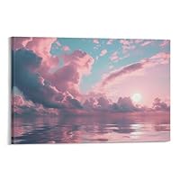 Amazon.co.jp: 絵画 ピンクの海景インテリア 絵画 美しい海の景色 魅力