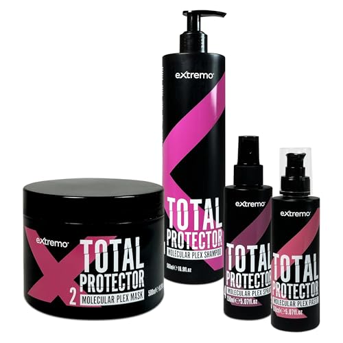 Pack Reparador Capilar Molecular Plex: Champú + Mascarilla + Crema + Spray – Hidratación, Reconstrucción y Protección para Cabello Dañado y con Frizz