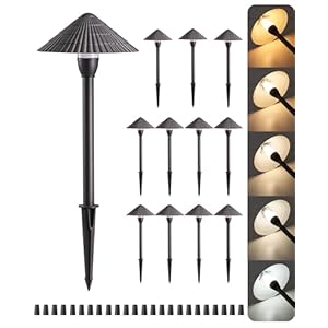 EDISHINE 5CCT Low Voltage Landscape Lights, 12 Pack 2700K-5000K LED Landscape Path Lights, 12V AC/DC 3W 160LM Die-Cast Aluminum Waterproof Outdoor Pathway Lighting for Sidewalk Garden Yard, ETL Listed