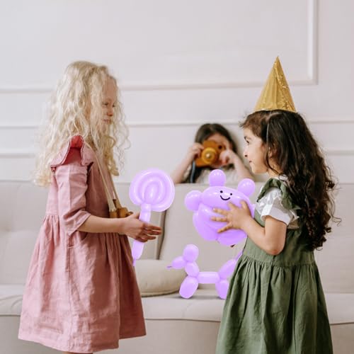 Image of 100Pcs Pastel Purple 260 Balloons, Long Balloon for Tying Balloon Arch, Long Skinny Balloons for Twisting Ballons Animal balloons Birthday Party Wedding Festival Decorations