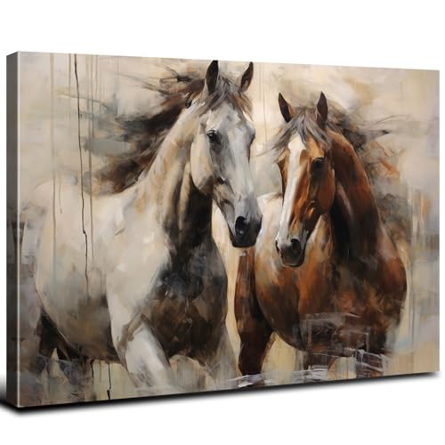 Vintage Horse Decor Western Horse Running Pictures Wall Decor for Bedroom Rustic Farmhouse Animal Painting Poster Nature Wildlife Landscape Canvas Artwork for Living Room Office Home Decoration 12x16