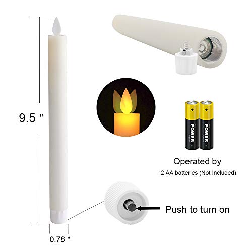 Image of Wondise Real Wax Ivory Flameless Taper Candles Remote with Timer