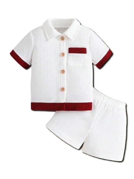 Kids Polycotton shirt shorts Set Striped Self Design Soft Casual Daily Comfort Outfit Infant Child Set